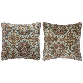 SET OF 2 - Turkish Rug Throw Pillowcases. Handmade Wool Cushion Covers. Vintage Toss Pillow Covers