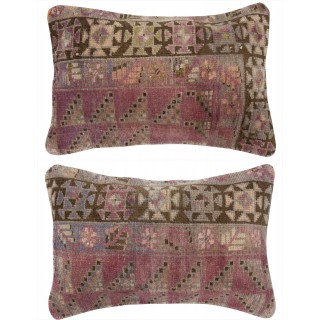 SET OF 2 - Vintage Turkish Wool Cushion Covers. Handmade Rug Pillowcases. Farmhouse Decor Throw Pillow Covers
