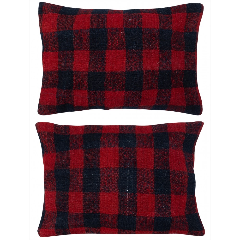 SET OF 2 - Hand-Woven Kilim Cushion Covers. Vintage Throw Pillows. Turkish Accent Pillows. A pair of Lace Pillow Covers