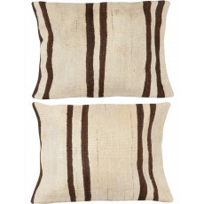 SET OF 2 - Hand-Woven Kilim Cushion Covers. Vintage Hemp Throw Pillows. Turkish Accent Pillows. A pair of Lace Pillow Covers