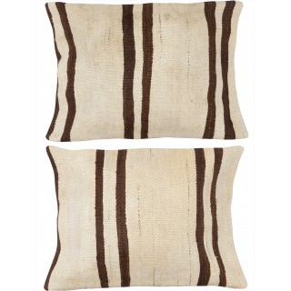 SET OF 2 - Hand-Woven Kilim Cushion Covers. Vintage Hemp Throw Pillows. Turkish Accent Pillows. A pair of Lace Pillow Covers