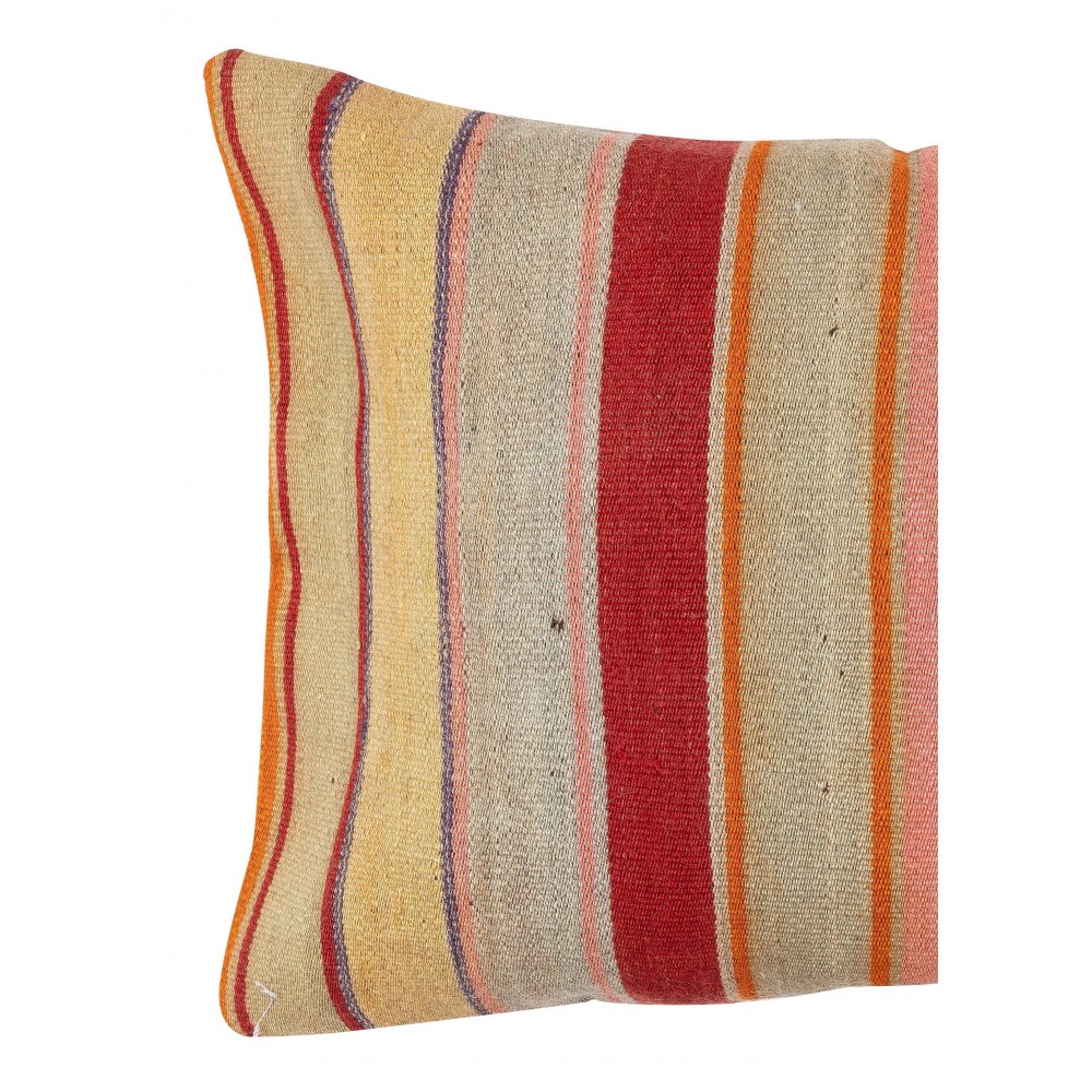 Hand-Woven Kilim Cushion Cover. Colorful Striped Lumbar Pillow Cover Hand-Woven Kilim Cushion Cover. Colorful Striped Lumbar Pillow Cover