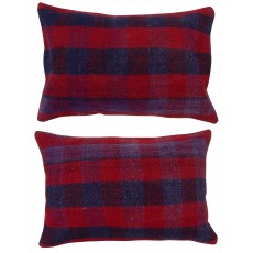 SET OF 2 - Hand-Woven Kilim Cushion Covers. Vintage Throw Pillows. Turkish Accent Pillows. A pair of Lace Pillow Covers