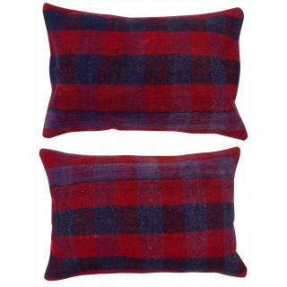 SET OF 2 - Hand-Woven Kilim Cushion Covers. Vintage Throw Pillows. Turkish Accent Pillows. A pair of Lace Pillow Covers