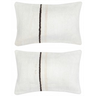 SET OF 2 - Hand-Woven Kilim Cushion Covers. Vintage Hemp Throw Pillow Covers. Turkish Accent Pillows. A pair of Lace Pillow Covers