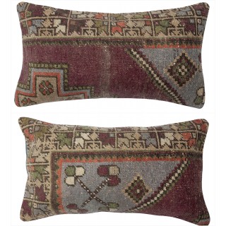 SET OF 2 - Handmade Rug Cushion Covers. Vintage Throw Pillow. Turkish Accent Pillow. A pair of Lace Pillow Covers