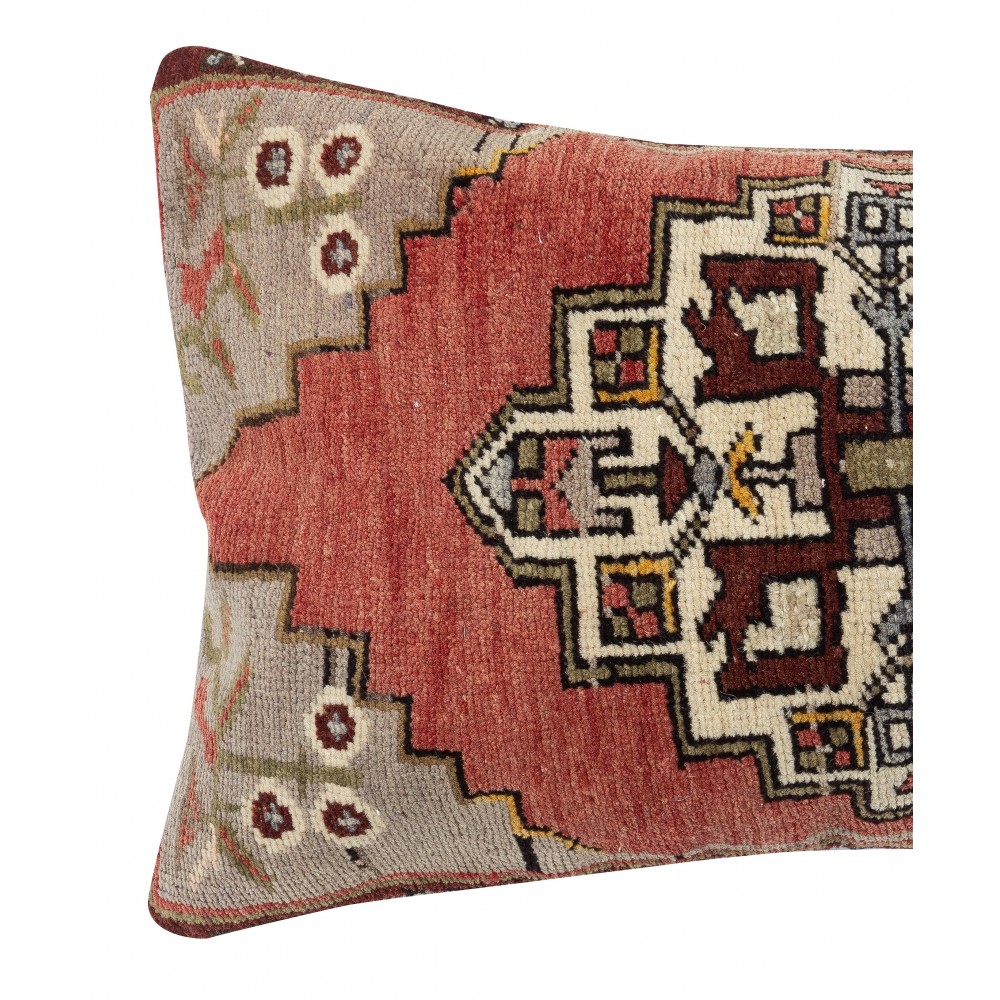 Hand-knotted Wool Rug Cushion Cover. Vintage Throw Pillow. Home Gift. Turkish Accent Pillow Cover