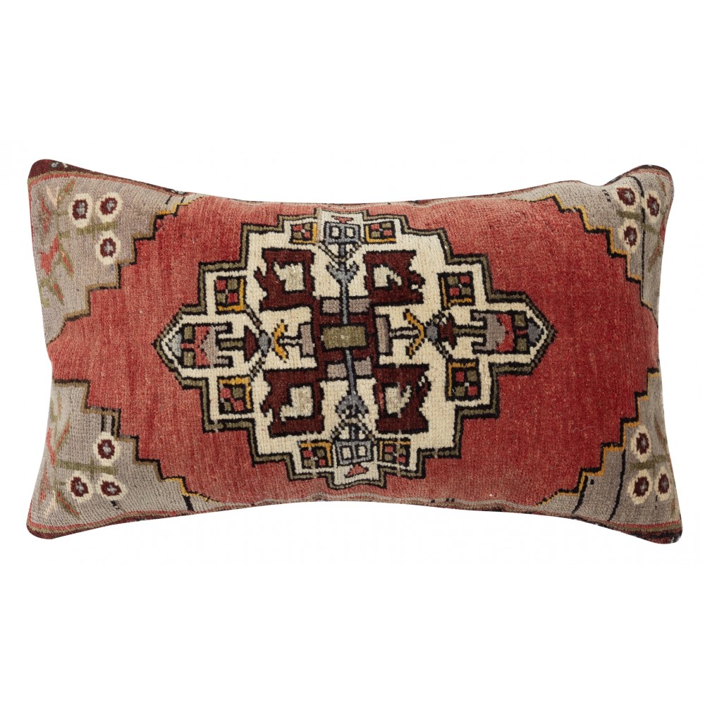 Hand-knotted Wool Rug Cushion Cover. Vintage Throw Pillow. Home Gift. Turkish Accent Pillow Cover
