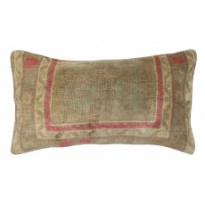 Vintage Turkish Wool Cushion Cover. Handknotted Rug Pillow. Rustic Throw Pillow
