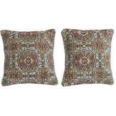 SET OF 2 - Vintage Handmade Rug Cushion Covers. Turkish Wool Pillowcases. Decorative Throw Pillow Covers