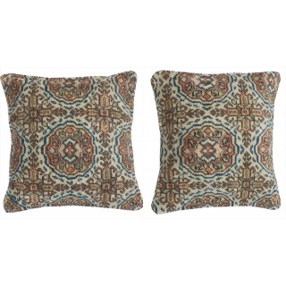 SET OF 2 - Vintage Handmade Rug Cushion Covers. Turkish Wool Pillowcases. Decorative Throw Pillow Covers