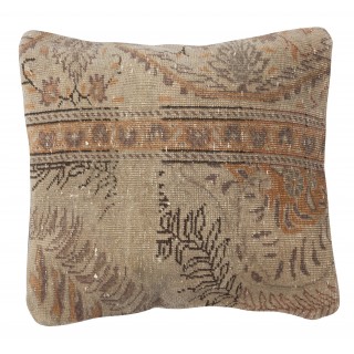 Authentic Turkish Wool Cushion Cover. Handknotted Rug Pillow. Rustic Decor. Vintage Throw Pillow