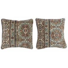 SET OF 2 - Vintage Wool Cushion Covers. Handknotted Rug Pillows. Ethnic Home Decor. Turkish Throw Pillow Covers