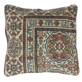 Rustic Handmade Wool Cushion Cover. Vintage Turkish Rug Pillow