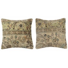 SET OF 2 - Turkish Rug Pillowcases. Handknotted Wool Rug Cushion Covers. Vintage Toss Pillows
