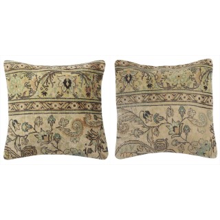 SET OF 2 - Turkish Rug Pillowcases. Handknotted Wool Rug Cushion Covers. Vintage Toss Pillows