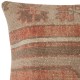 Rustic Handmade Wool Cushion Cover. Vintage Turkish Rug Pillow