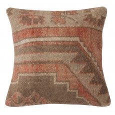 Rustic Handmade Wool Cushion Cover. Vintage Turkish Rug Pillow