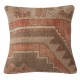 Rustic Handmade Wool Cushion Cover. Vintage Turkish Rug Pillow