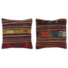 SET OF 2 - Hand-Woven Kilim Cushion Covers. Vintage Throw Pillows. Turkish Accent Pillows. A pair of Lace Pillow Covers
