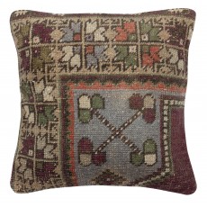 Hand-knotted Wool Rug Cushion Cover. Vintage Throw Pillow. Home Gift. Turkish Accent Pillow