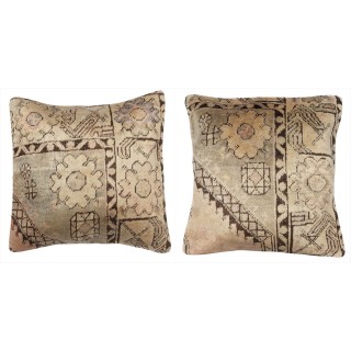 SET OF 2 - Handmade Rug Cushion Covers. Vintage Throw Pillow. Turkish Accent Pillow. A pair of Lace Pillow Covers