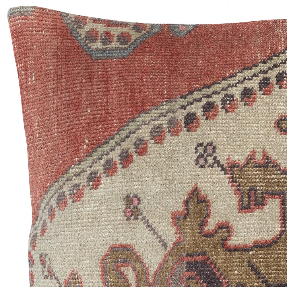 Traditional Wool Cushion Cover. Handmade Rug Pillow. Vintage Throw Pillow. Turkish Accent Pillow