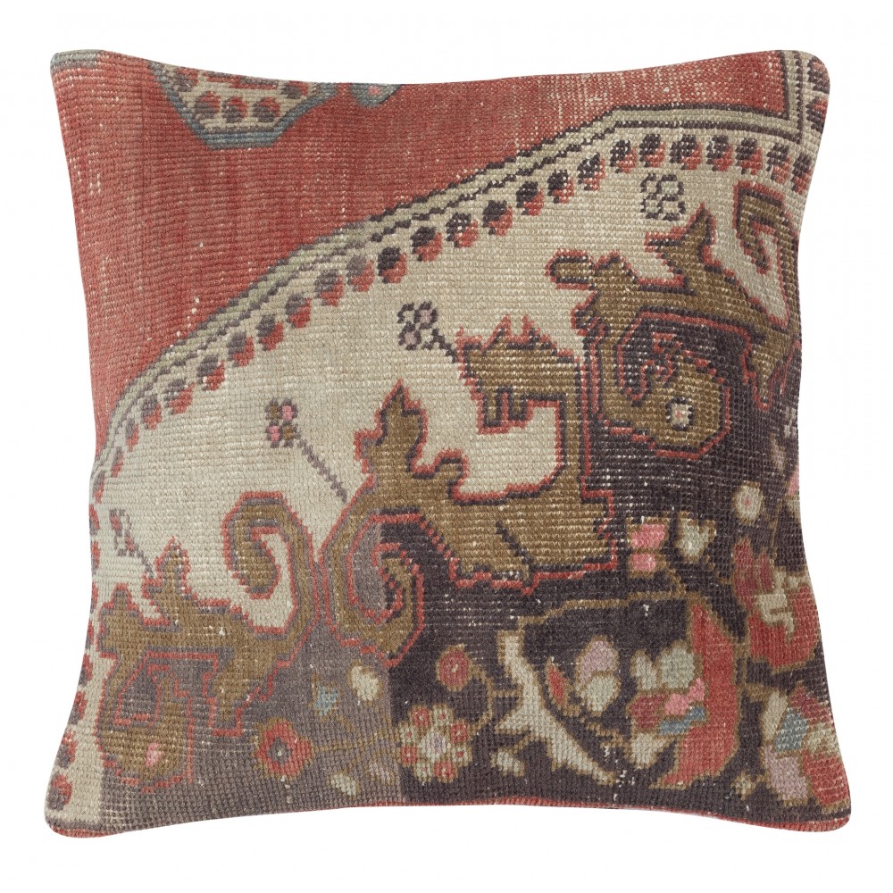 Traditional Wool Cushion Cover. Handmade Rug Pillow. Vintage Throw Pillow. Turkish Accent Pillow