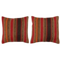 SET OF 2 - Hand-Woven Kilim Cushion Covers. Vintage Throw Pillows. Turkish Accent Pillows. A pair of Lace Pillow Covers