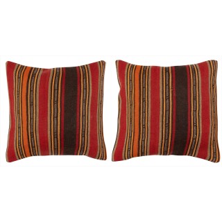 SET OF 2 - Hand-Woven Kilim Cushion Covers. Vintage Throw Pillows. Turkish Accent Pillows. A pair of Lace Pillow Covers