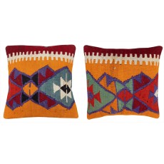 SET OF 2 - Hand-Woven Kilim Cushion Covers. Vintage Throw Pillows. Turkish Accent Pillows. A pair of Lace Pillow Covers