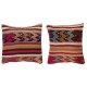 SET OF 2 - Hand-Woven Kilim Cushion Covers. Vintage Throw Pillows. Turkish Accent Pillows. A pair of Lace Pillow Covers