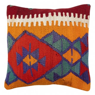 Hand-Woven Kilim Cushion Cover. Turkish Accent Pillow. Vintage Throw Pillow Cover