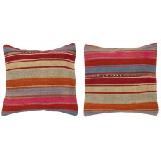 SET OF 2 - Hand-Woven Kilim Cushion Covers. Vintage Throw Pillows. Turkish Accent Pillows. A pair of Lace Pillow Covers