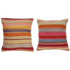 SET OF 2 - Hand-Woven Kilim Cushion Covers. Vintage Throw Pillows. Turkish Accent Pillows. A pair of Lace Pillow Covers