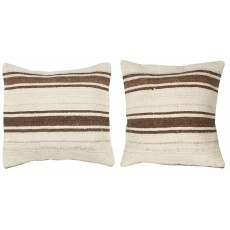 SET OF 2 - Hand-Woven Hemp Cushion Covers. Vintage Kilim Pillowcases. Turkish Accent Pillows. A pair of Lace Pillow Covers