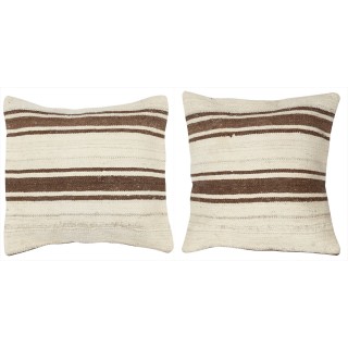 SET OF 2 - Hand-Woven Hemp Cushion Covers. Vintage Kilim Pillowcases. Turkish Accent Pillows. A pair of Lace Pillow Covers