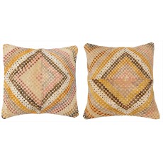 SET OF 2 - Hand-Woven Kilim Cushion Covers. Vintage Throw Pillows. Turkish Accent Pillows. A pair of Lace Pillow Covers