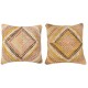 SET OF 2 - Hand-Woven Kilim Cushion Covers. Vintage Throw Pillows. Turkish Accent Pillows. A pair of Lace Pillow Covers
