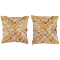SET OF 2 - Hand-Woven Kilim Cushion Covers. Vintage Throw Pillows. Turkish Accent Pillows. A pair of Lace Pillow Covers