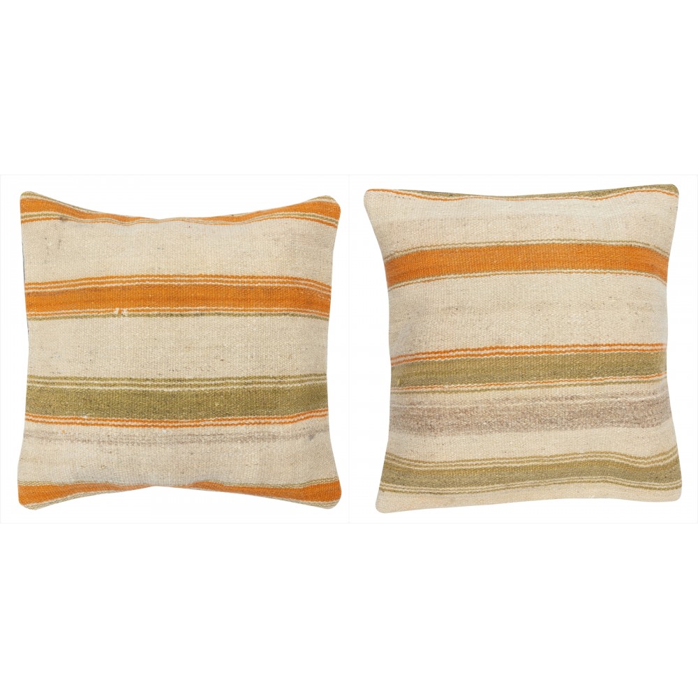 SET OF 2 - Hand-Woven Hemp Cushion Covers. Vintage Kilim Pillowcases. Turkish Accent Pillows. A pair of Lace Pillow Covers