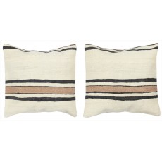 SET OF 2 - Hand-Woven Hemp Cushion Covers. Vintage Kilim Pillowcases. Turkish Accent Pillows. A pair of Lace Pillow Covers