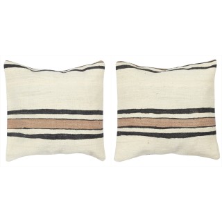 SET OF 2 - Hand-Woven Hemp Cushion Covers. Vintage Kilim Pillowcases. Turkish Accent Pillows. A pair of Lace Pillow Covers