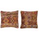 SET OF 2 - Hand-Woven Kilim Cushion Covers. Vintage Throw Pillows. Turkish Accent Pillows. A pair of Lace Pillow Covers
