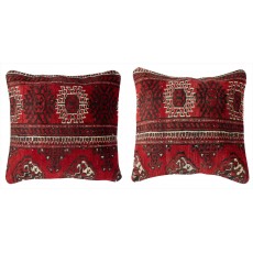 SET OF 2 - Traditional Turkish Wool Cushion Covers. Handmade Rug Throw Pillowcases. Home Gift