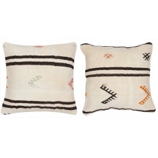SET OF 2 - Hand-Woven Hemp Kilim Cushion Covers. Vintage Throw Pillows. Turkish Accent Pillows. A pair of Pillowcases