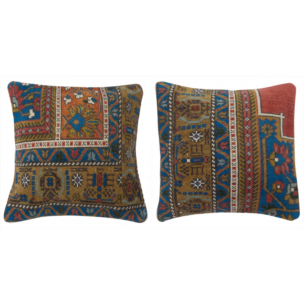 SET OF 2 - Traditional Turkish Wool Cushion Covers. Handmade Rug Throw Pillows. Home Gift SET OF 2 - Traditional Turkish Wool Cushion Covers. Handmade Rug Throw Pillows. Home Gift