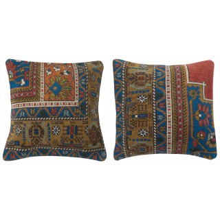 SET OF 2 - Traditional Turkish Wool Cushion Covers. Handmade Rug Throw Pillows. Home Gift