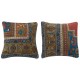 SET OF 2 - Traditional Turkish Wool Cushion Covers. Handmade Rug Throw Pillows. Home Gift SET OF 2 - Traditional Turkish Wool Cushion Covers. Handmade Rug Throw Pillows. Home Gift