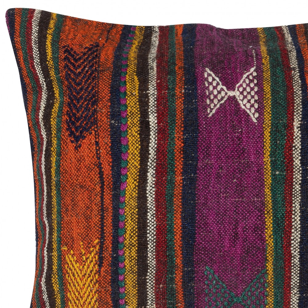 Handwoven Turkish Kilim Cushion Cover. Vintage Accent Pillow. Rustic Throw Pillow